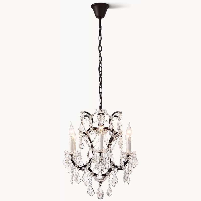19th C. Rococon Iron & Crystal Round Chandelier 18"