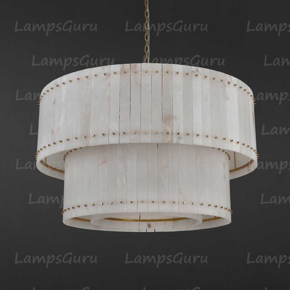 LG San Marko 48 Inch Alabaster Two-Tier Chandelier