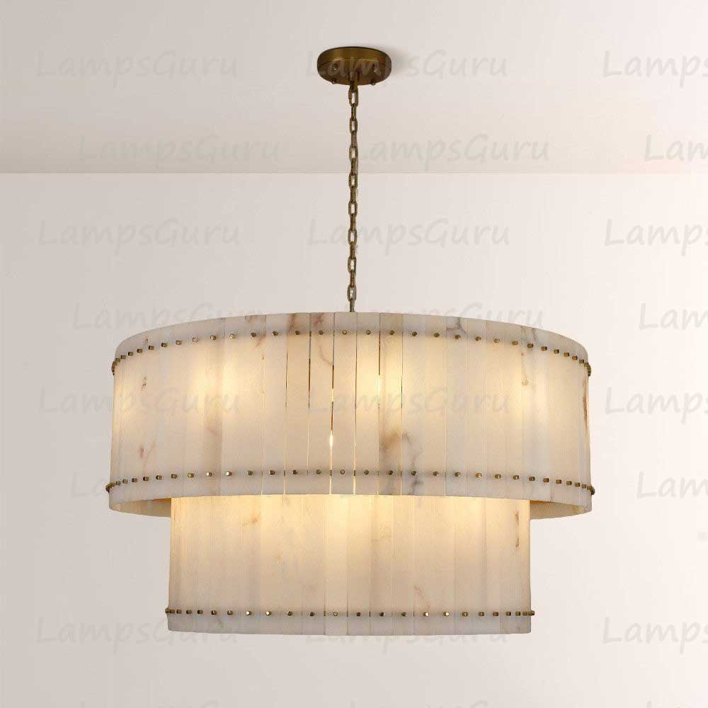 LG San Marko 48 Inch Alabaster Two-Tier Chandelier