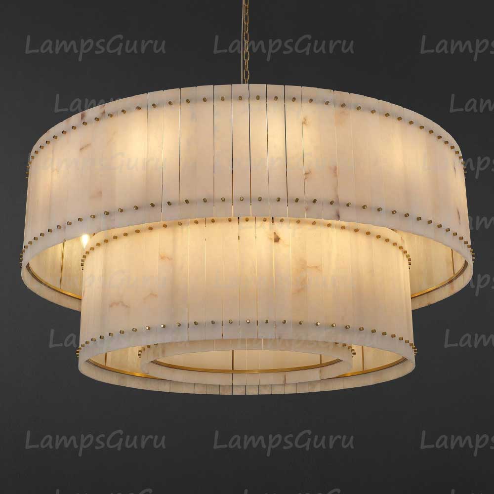 LG San Marko 60 Inch Alabaster Two-Tier Chandelier