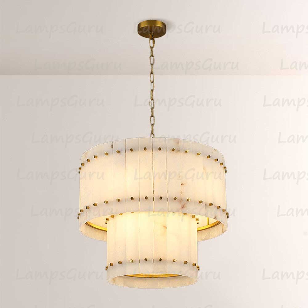 LG San Marko 22 Inch Alabaster Two-Tier Chandelier