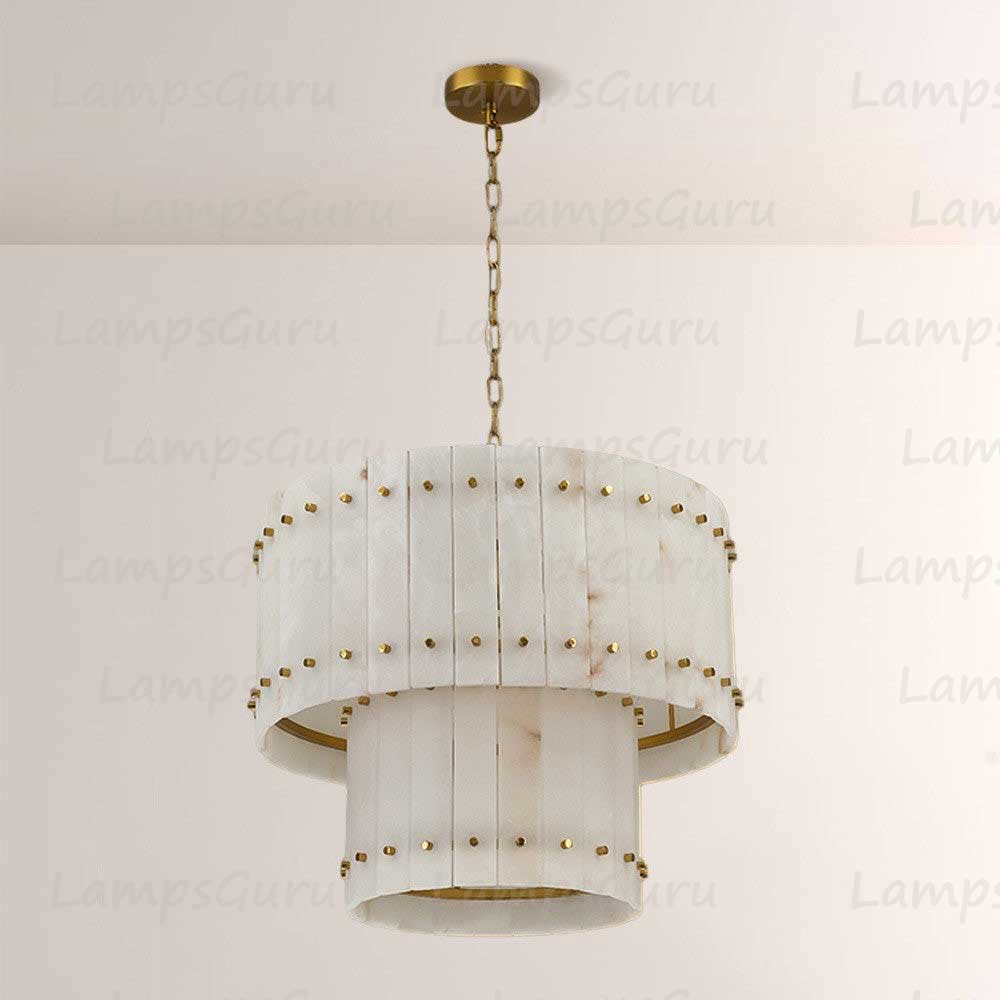 LG San Marko 22 Inch Alabaster Two-Tier Chandelier