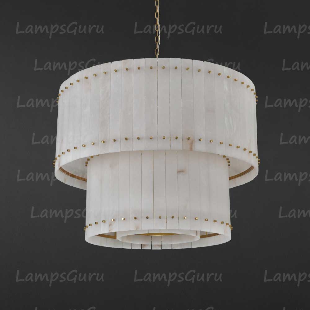 LG San Marko 37 Inch Alabaster Two-Tier Chandelier