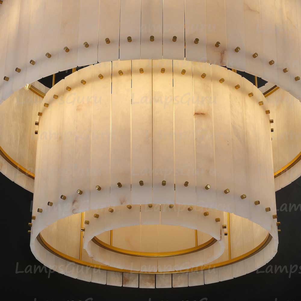 LG San Marko 37 Inch Alabaster Two-Tier Chandelier