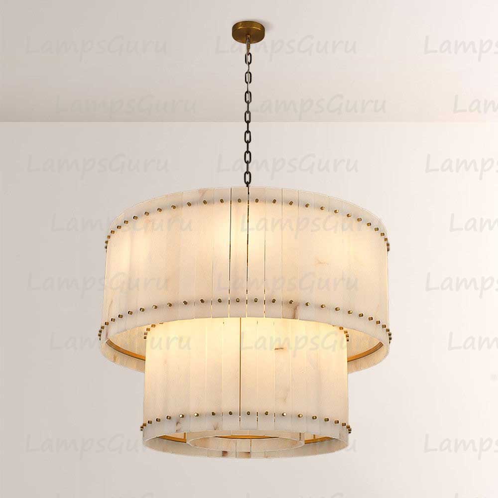 LG San Marko 37 Inch Alabaster Two-Tier Chandelier
