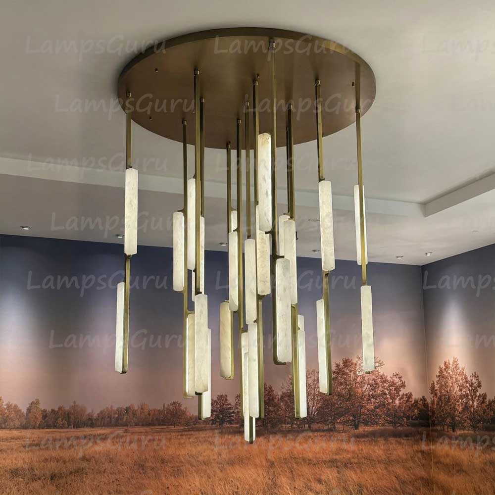 56 Inch Grand Alabaster Prism Cascading Chandelier - LG Audon