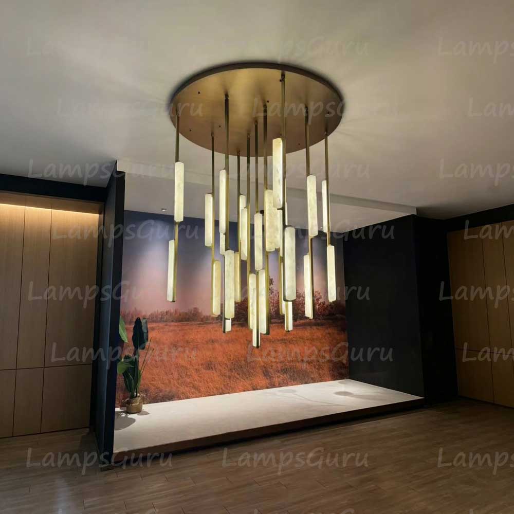 56 Inch Grand Alabaster Prism Cascading Chandelier - LG Audon