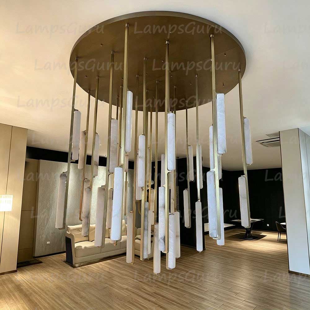 74 Inch Grand Alabaster Prism Cascading Chandelier - LG Audon