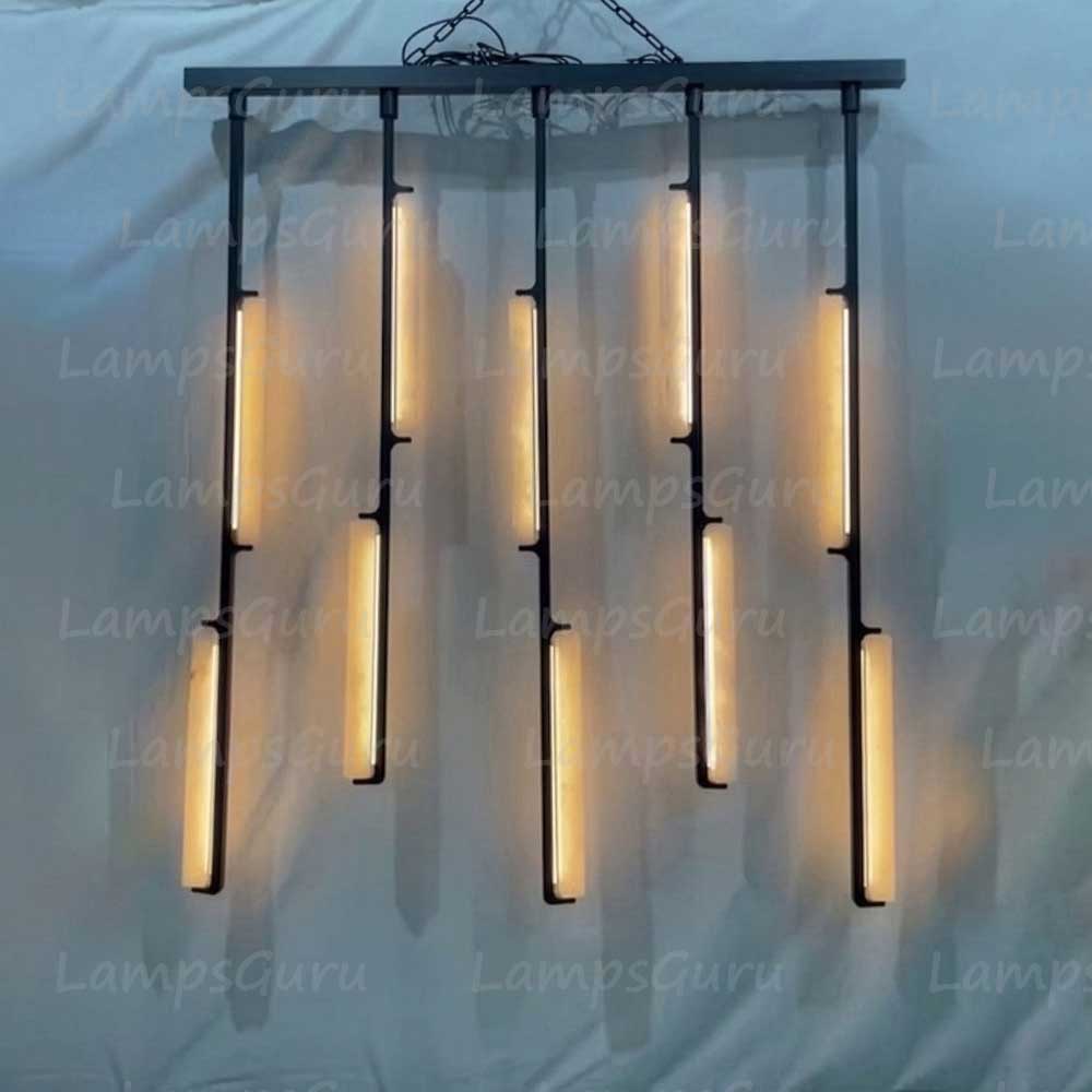54 Inch Grand Alabaster Prism Linear Chandelier - LG Audon