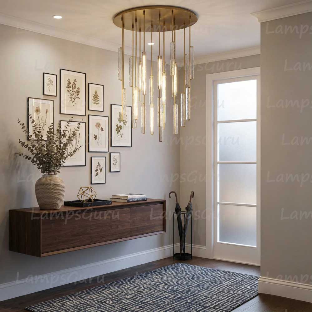 56 Inch Grand Crystal Prism Cascading Chandelier - LG Audon