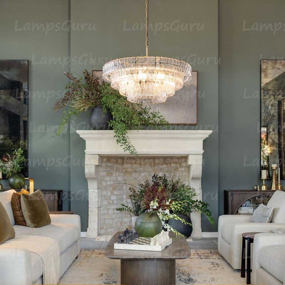 Ghiaccios Round Glass Chandelier 36" 48"