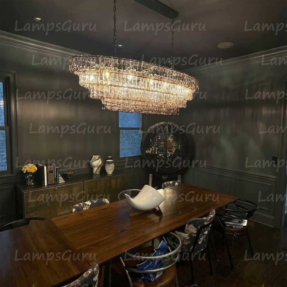 Ghiaccios Glass Oval Chandelier 54" 65"