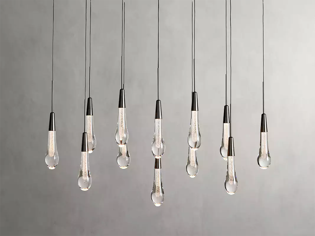 Solitaire Raindrop Linear Chandelier