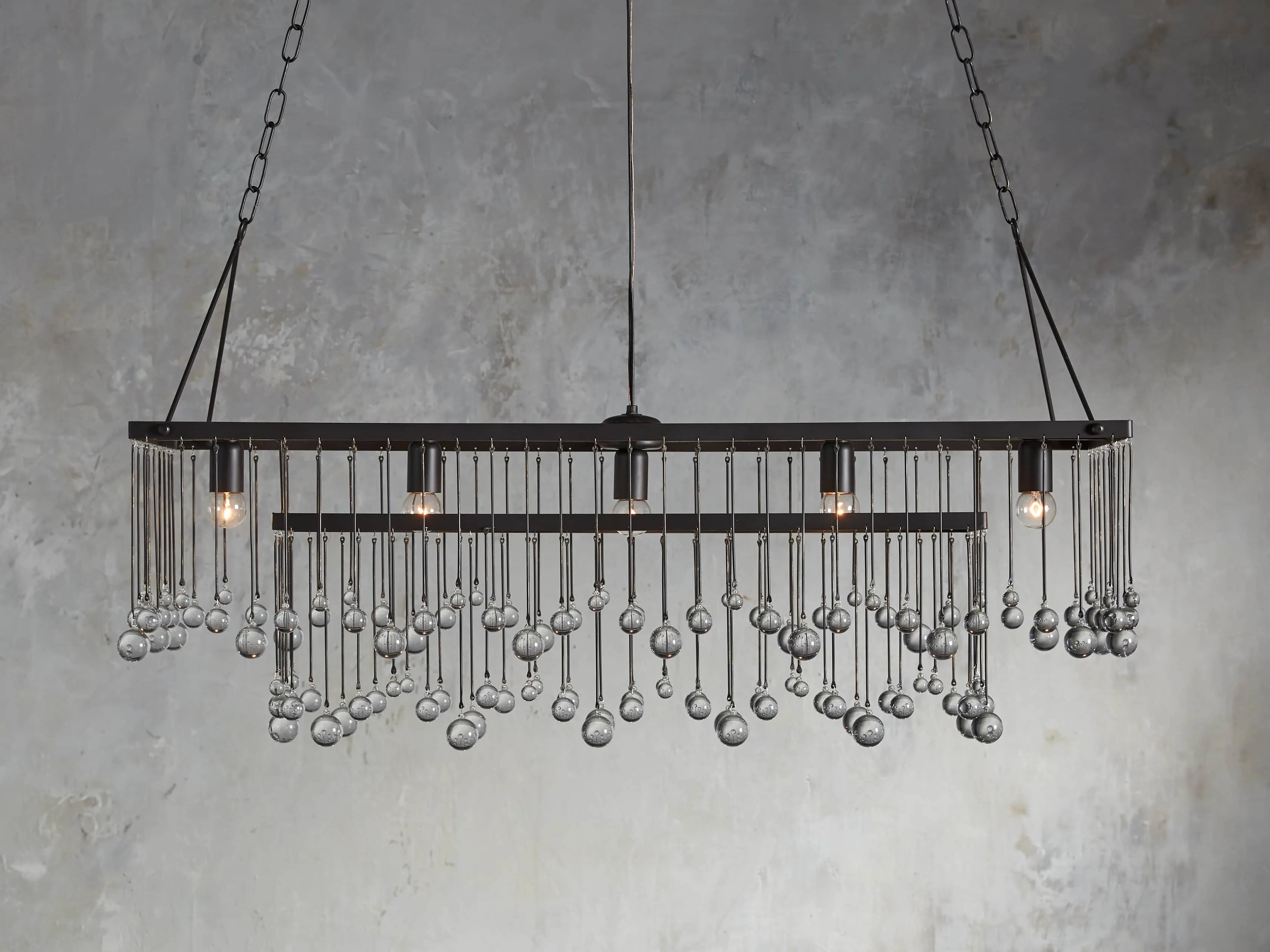 Aubreya Crystal Ball Rectangular Chandelier 47" 60"