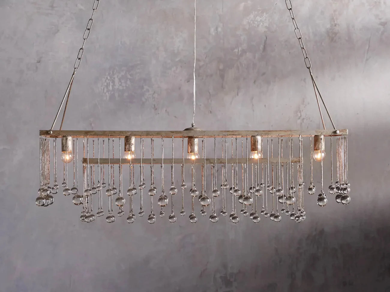 Aubreya Crystal Ball Rectangular Chandelier 47" 60"