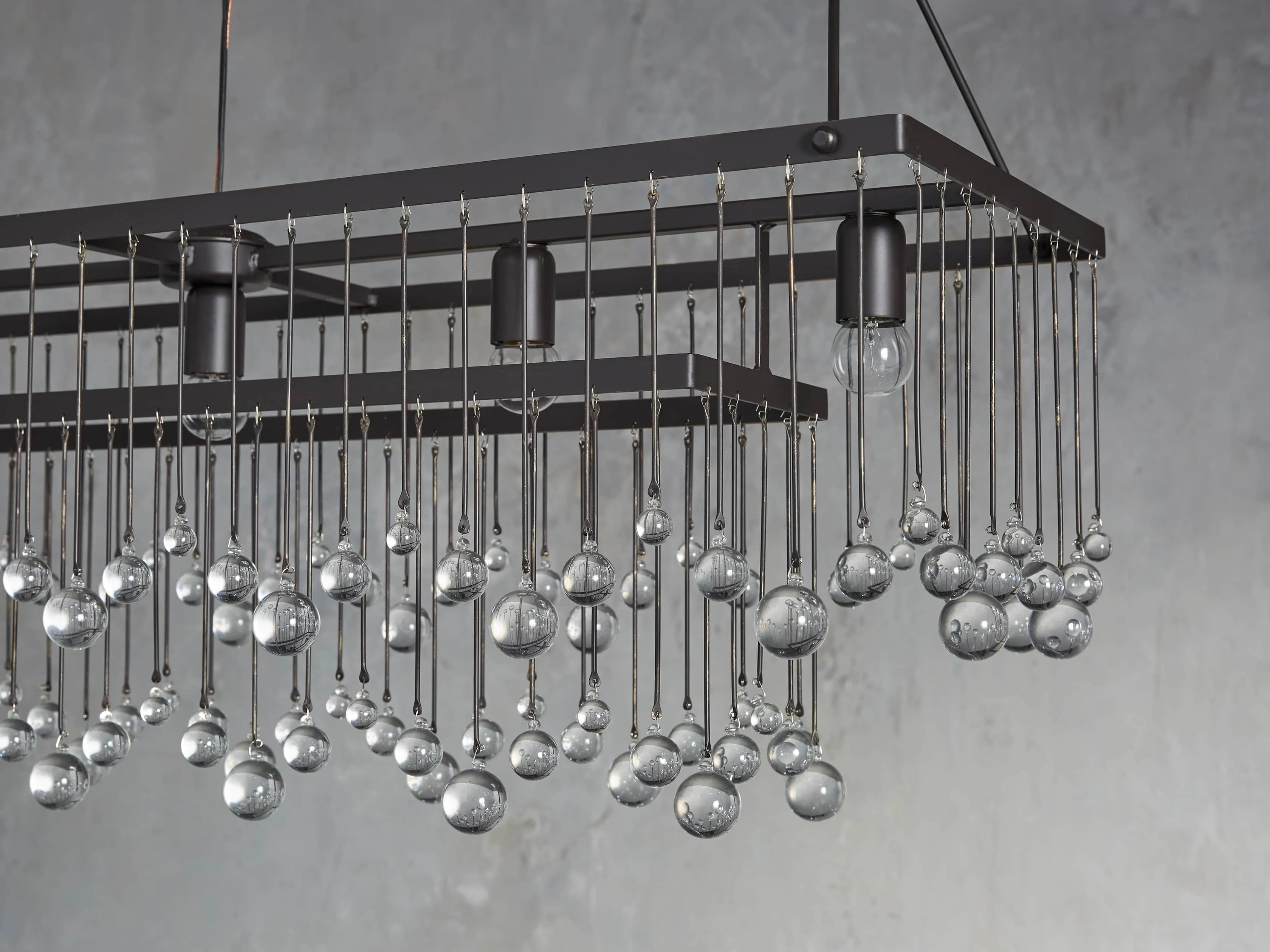 Aubreya Crystal Ball Rectangular Chandelier 47" 60"