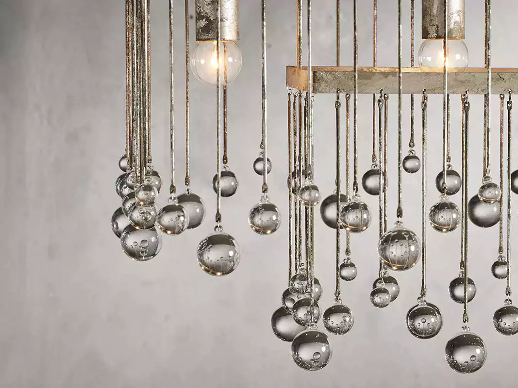 Aubreya Crystal Ball Rectangular Chandelier 47" 60"
