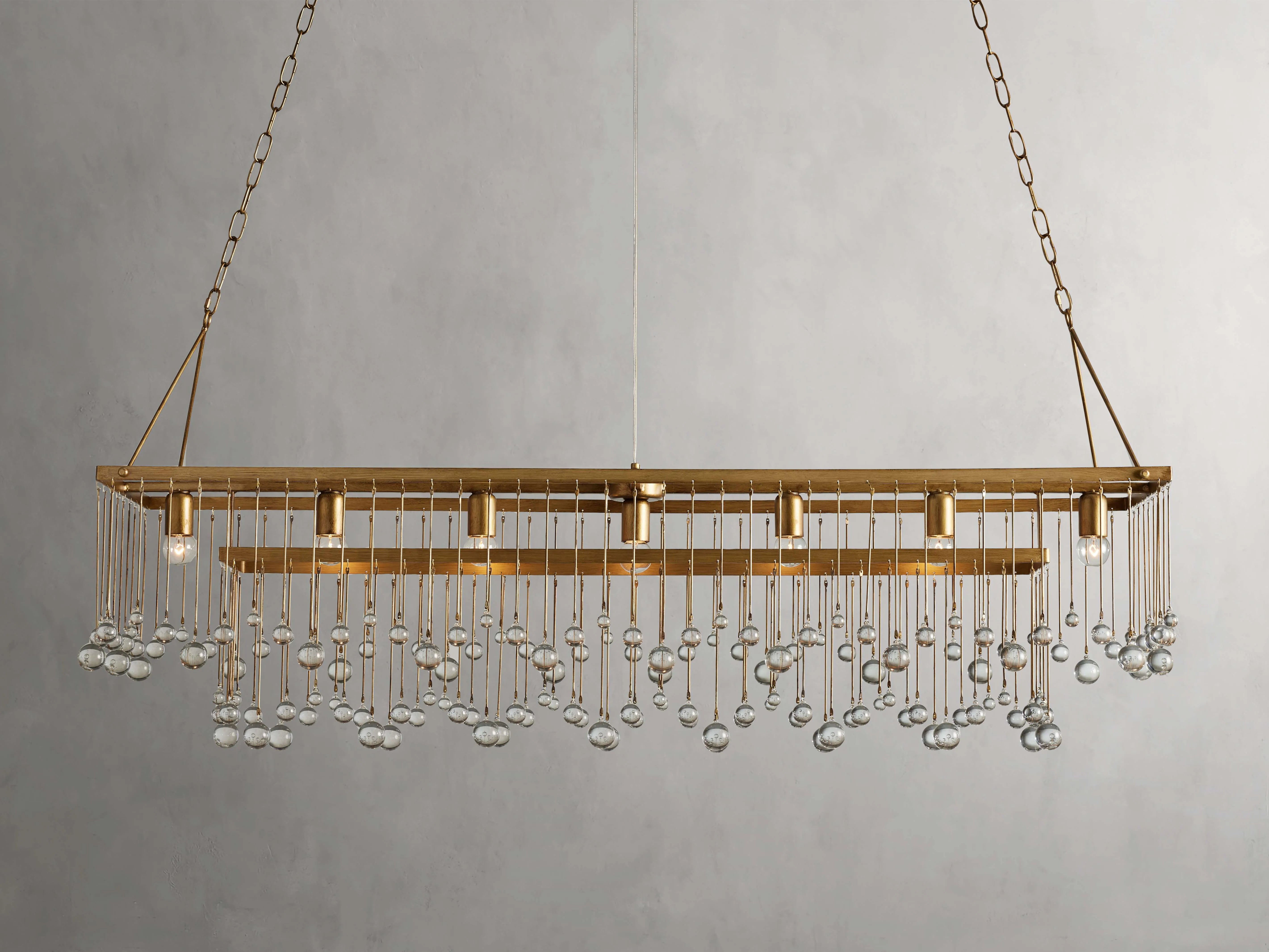 Aubreya Crystal Ball Rectangular Chandelier 47" 60"