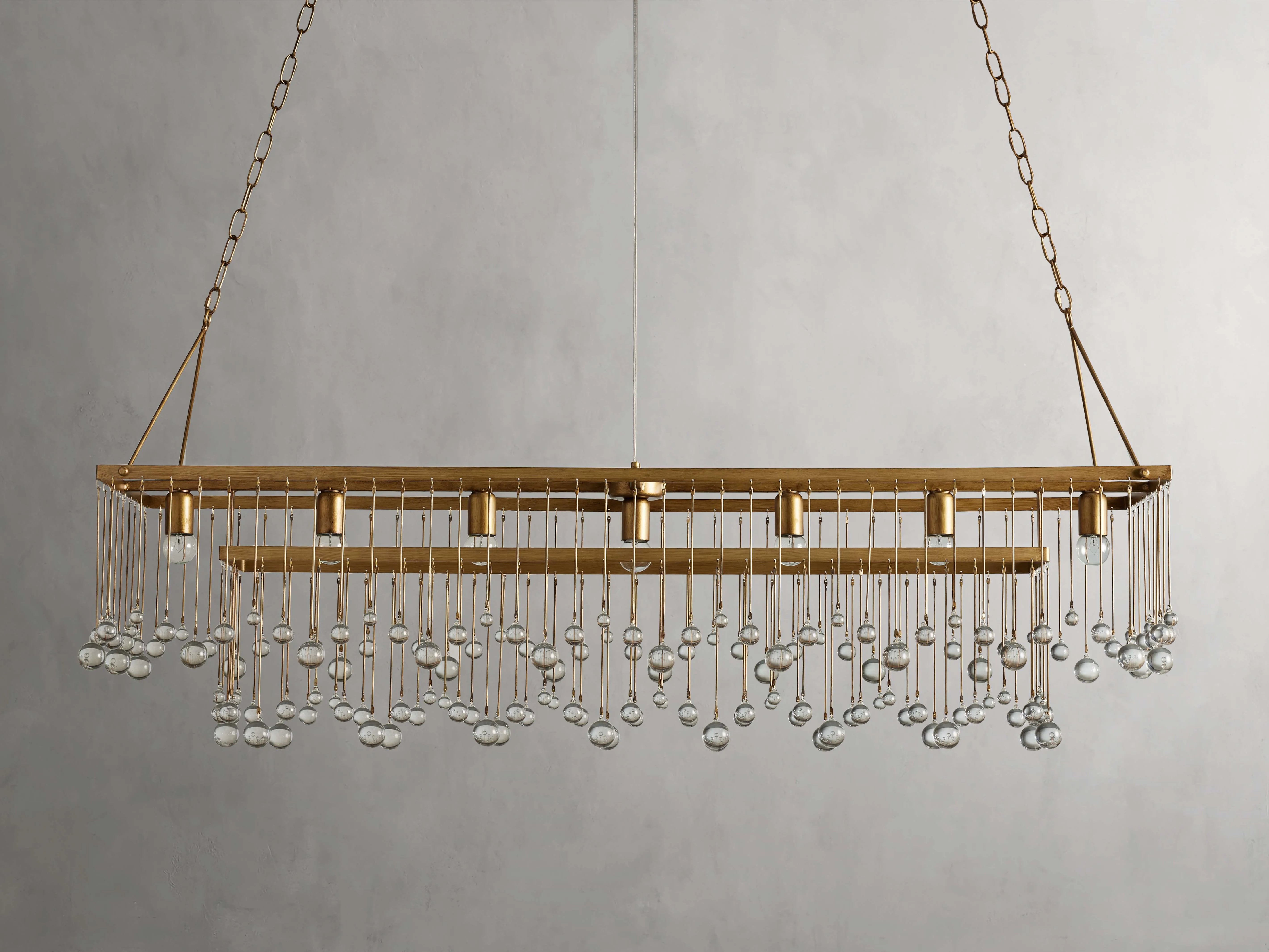Aubreya Crystal Ball Rectangular Chandelier 47" 60"