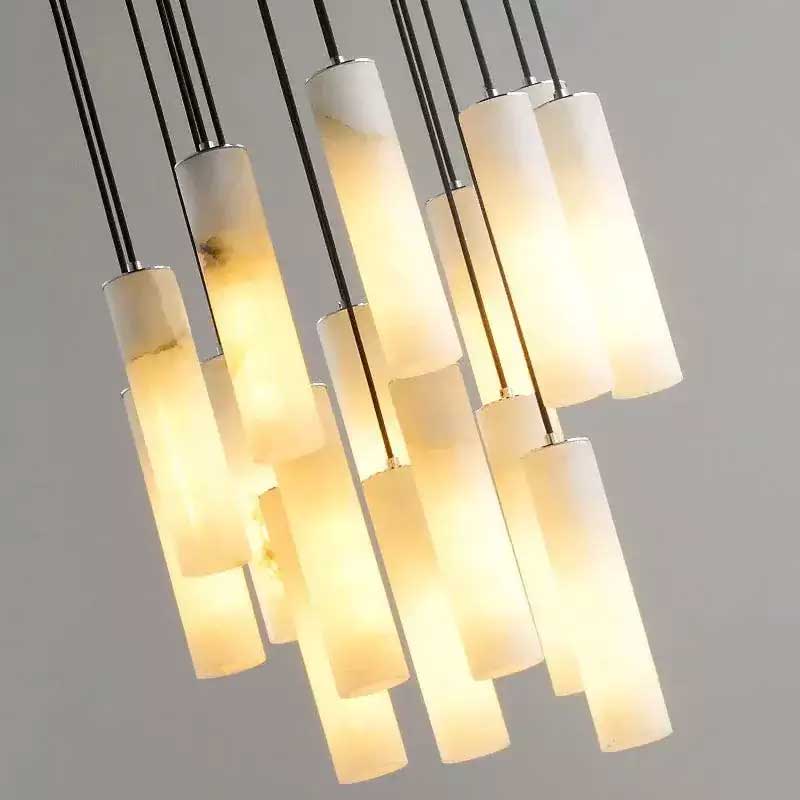 Alabaster Modern Cylindrical Round Chandelier