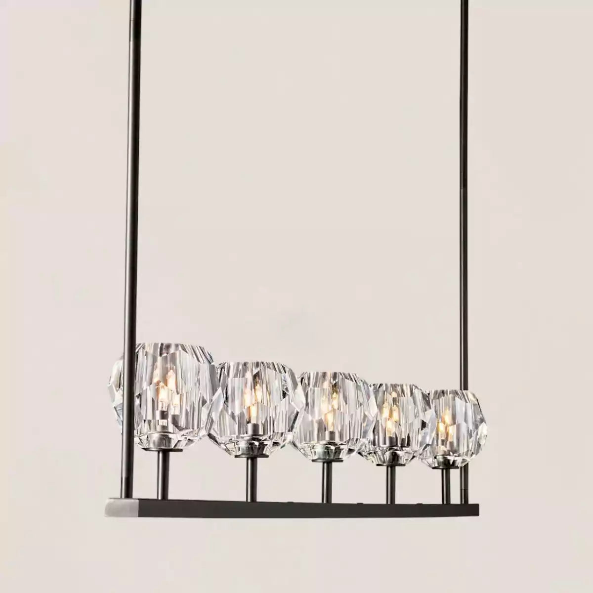 Boule Crystal Clear Glass Linear Chandelier 48"