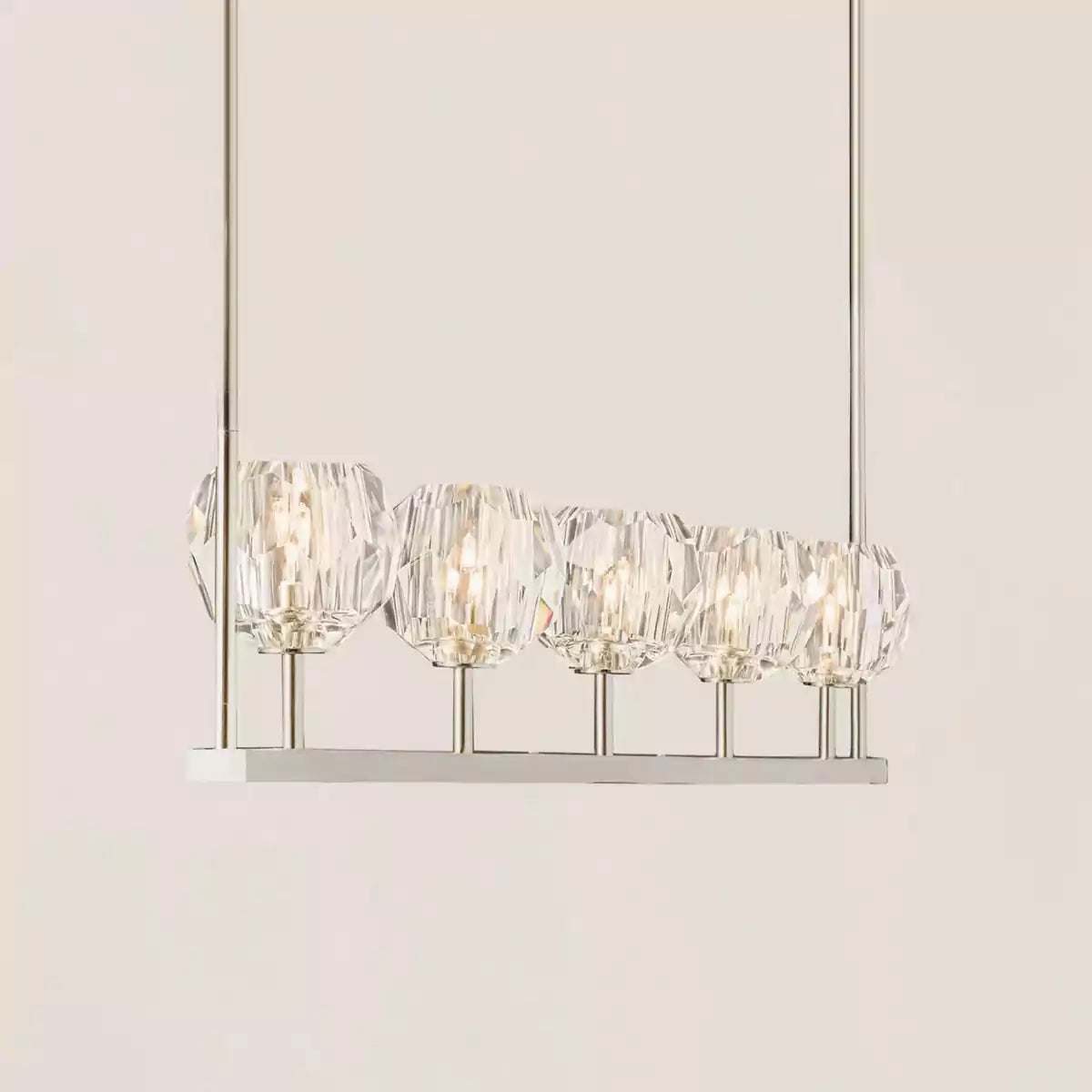 Boule Crystal Clear Glass Linear Chandelier 48"