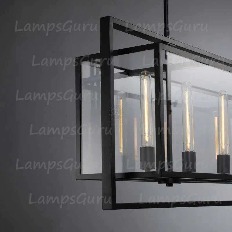 LG Beck Glass Lantern Rectangular Chandelier 54"