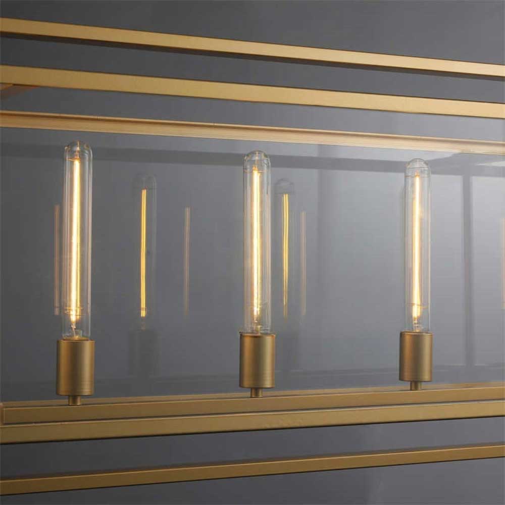 LG Beck Glass Lantern Rectangular Chandelier 54"