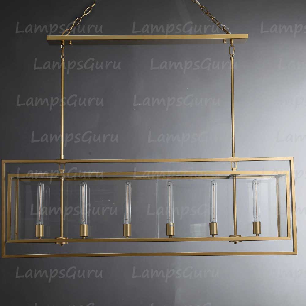 LG Beck Glass Lantern Rectangular Chandelier 54"
