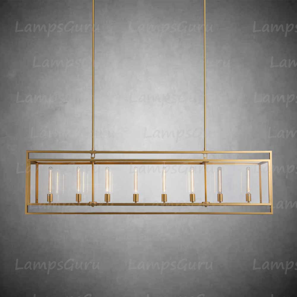 LG Beck Glass Lantern Rectangular Chandelier 72"