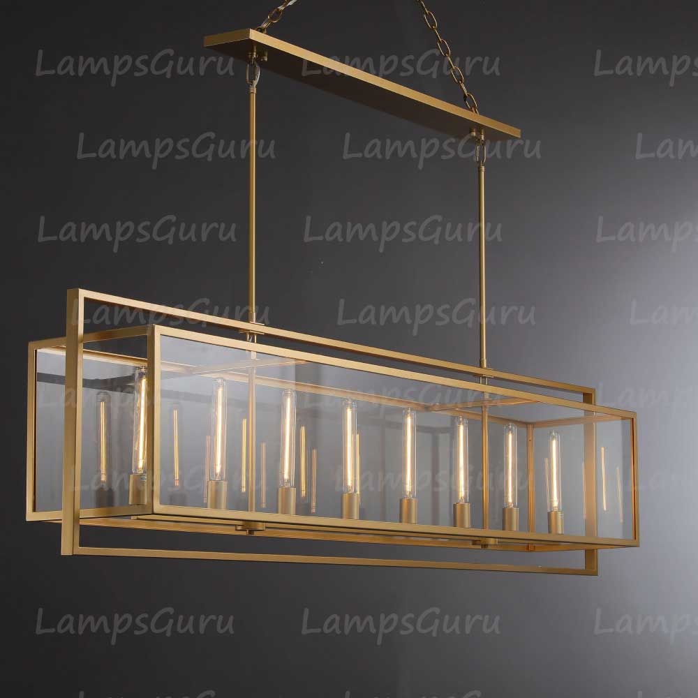 LG Beck Glass Lantern Rectangular Chandelier 72"