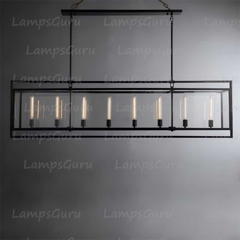 LG Beck Glass Lantern Rectangular Chandelier 72"