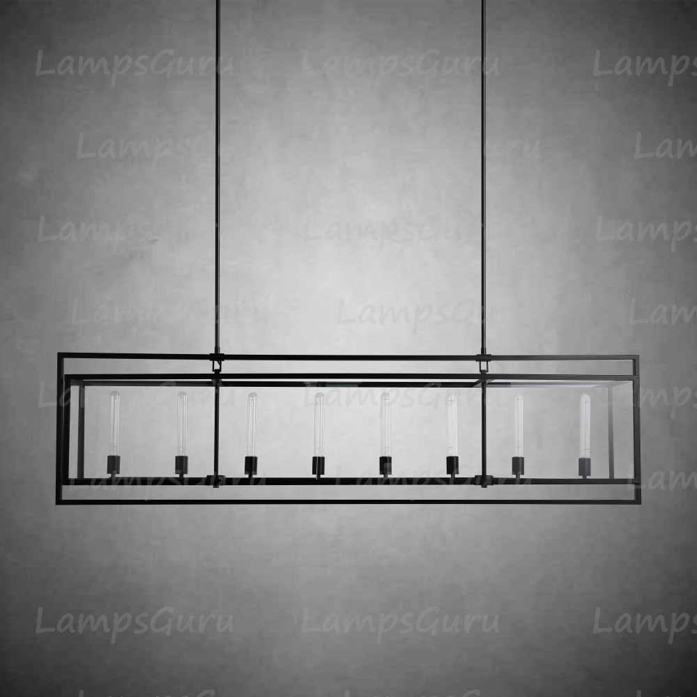 LG Beck Glass Lantern Rectangular Chandelier 72"