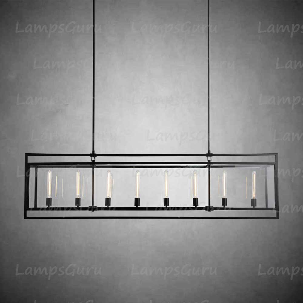 LG Beck Glass Lantern Rectangular Chandelier 72"