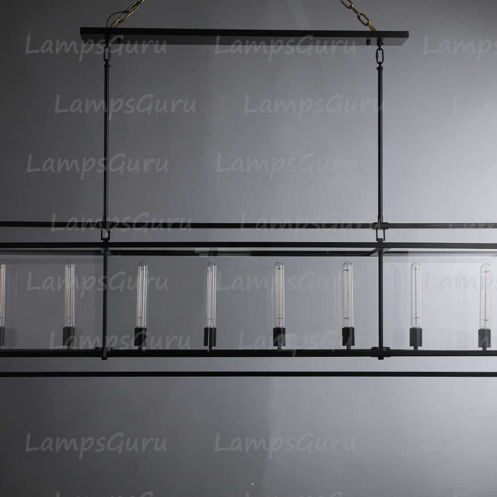 LG Beck Glass Lantern Rectangular Chandelier 72"