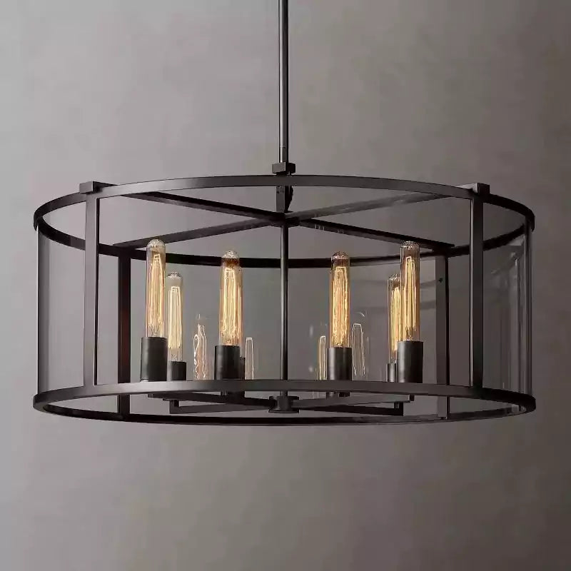 Beckmana Glass Lantern Modern Round Chandelier 33"