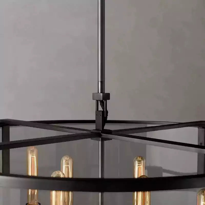 Beckmana Glass Lantern Modern Round Chandelier 33"