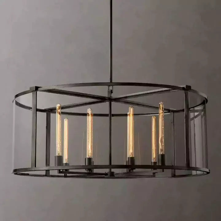Beckmana Glass Lantern Modern Round Chandelier 44"