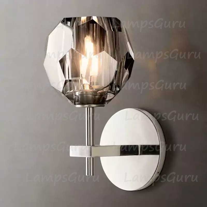 LG Boulla Crystal Smoke Glass Short Wall Sconce