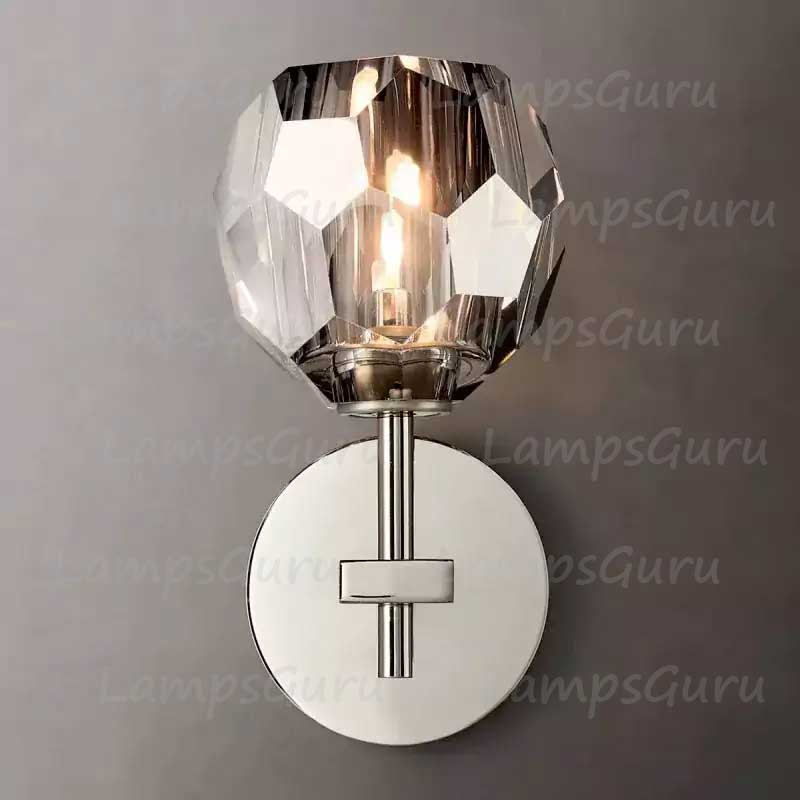 LG Boulla Crystal Smoke Glass Short Wall Sconce
