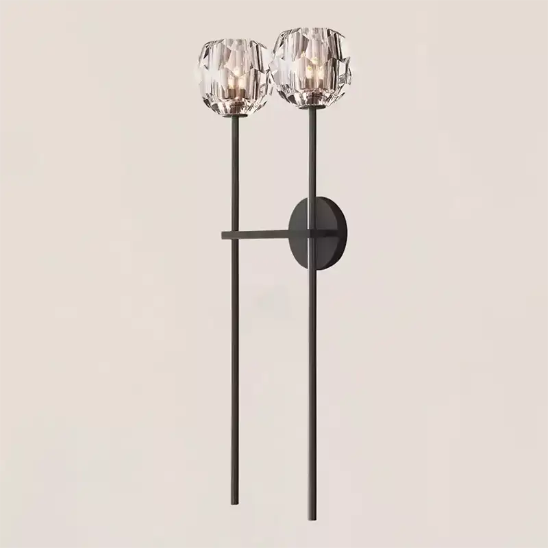 Boule Crystal Clear Glass Double Grand Wall Sconce