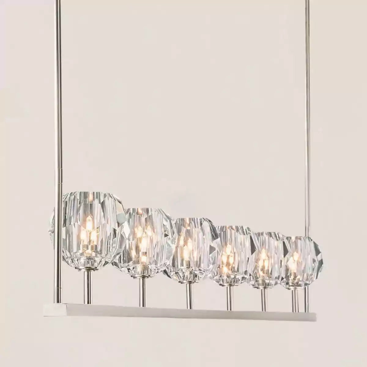 Boule Crystal Clear Glass Linear Chandelier 60"