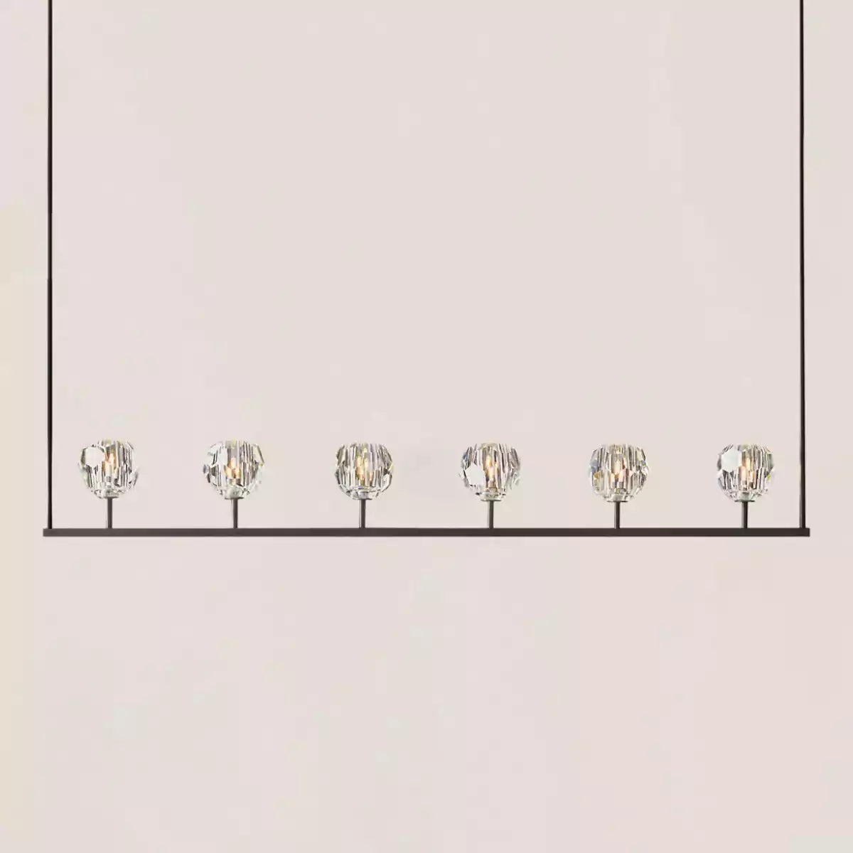 Boule Crystal Clear Glass Linear Chandelier 60"