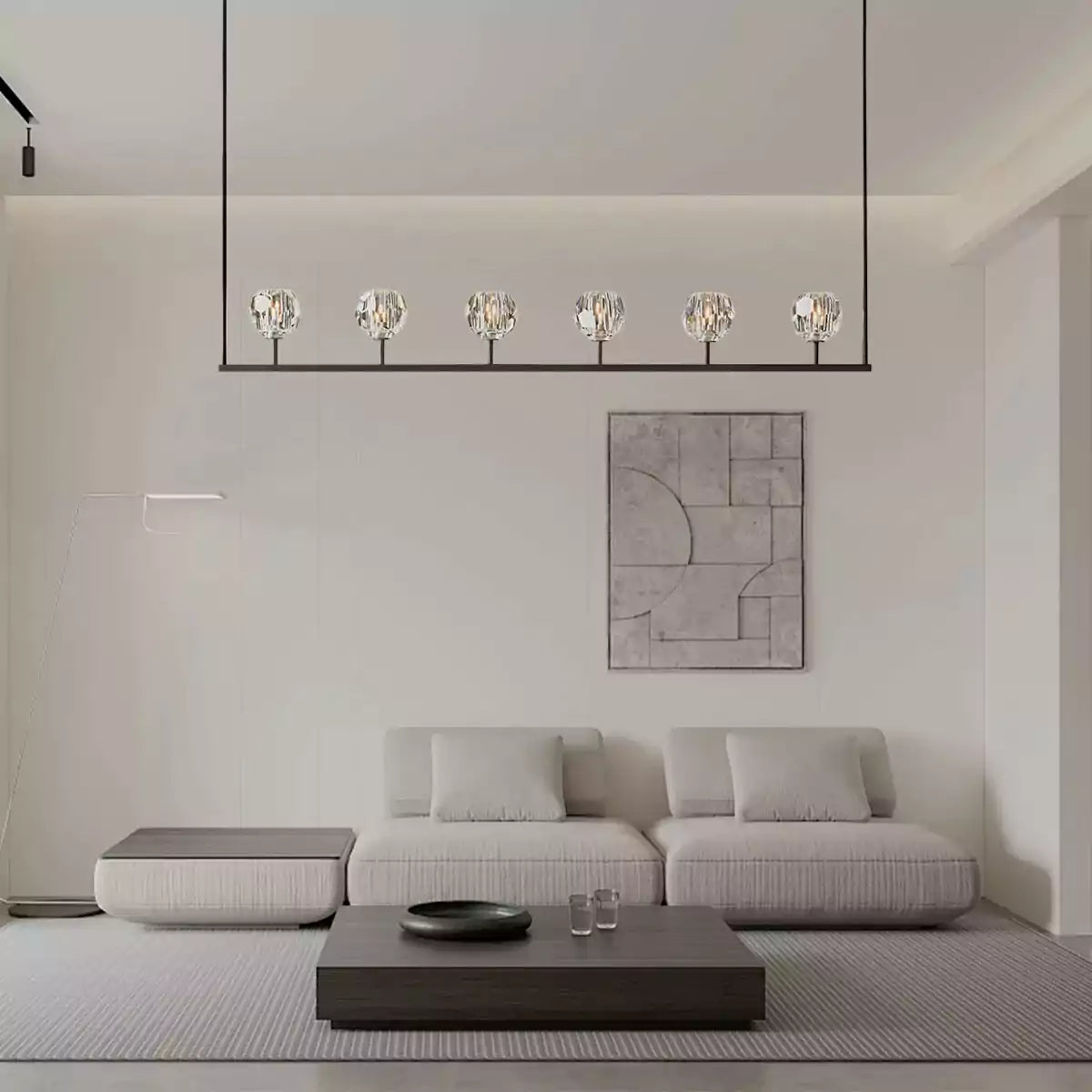 Boule Crystal Clear Glass Linear Chandelier 60"