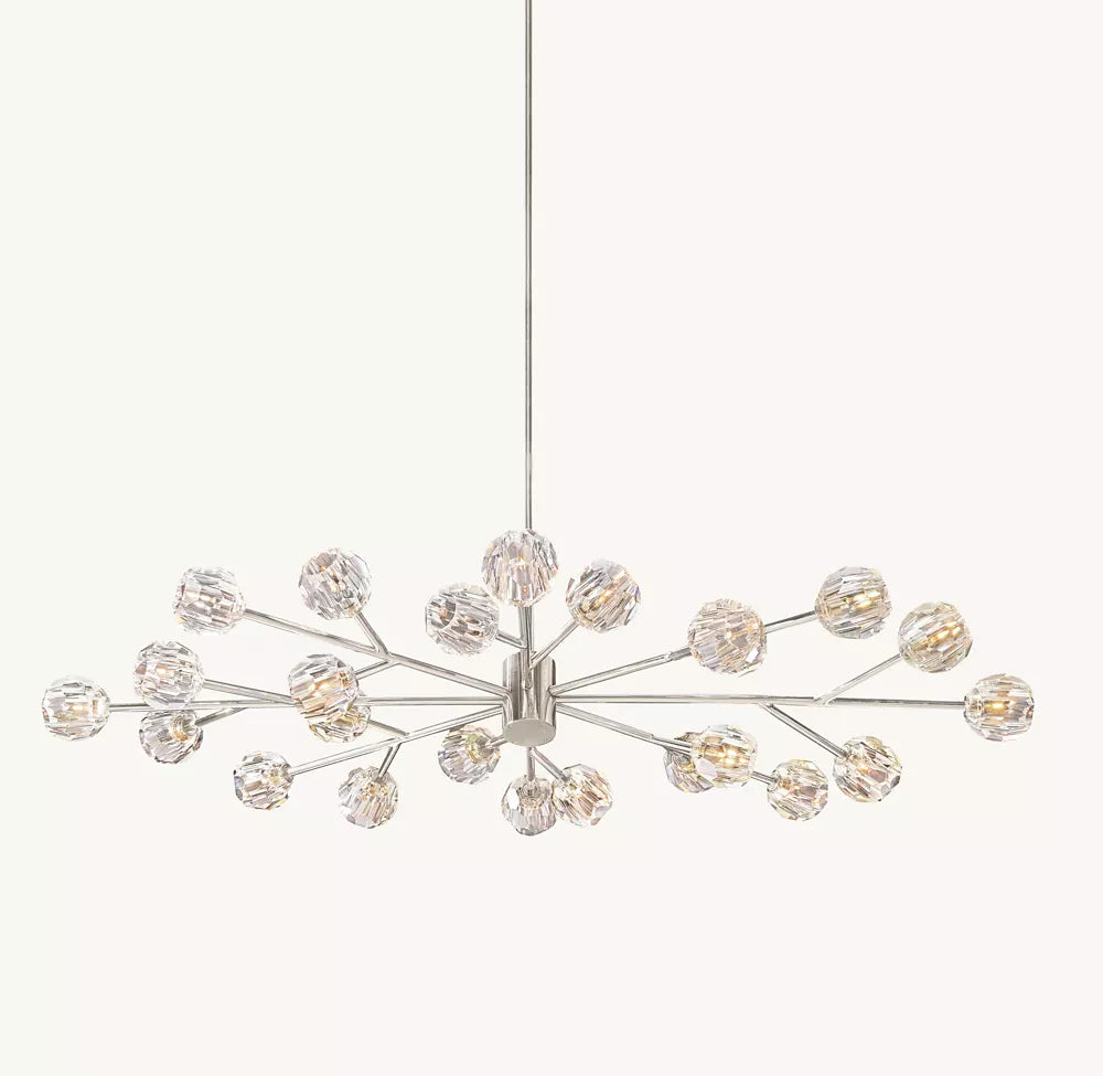 Boule Crystal Clear Glass Oval Chandelier 72"