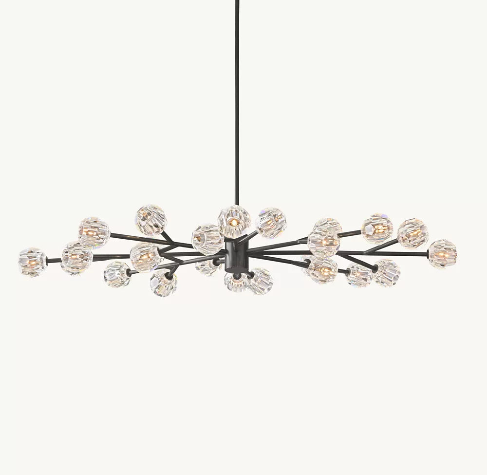 Boule Crystal Clear Glass Oval Chandelier 72"