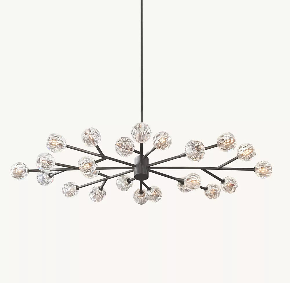 Boule Crystal Clear Glass Oval Chandelier 72"