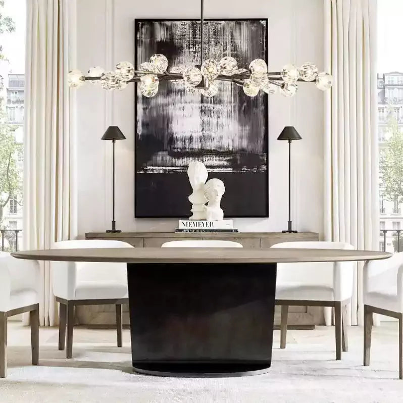 Boule Crystal Clear Glass Oval Chandelier 72"