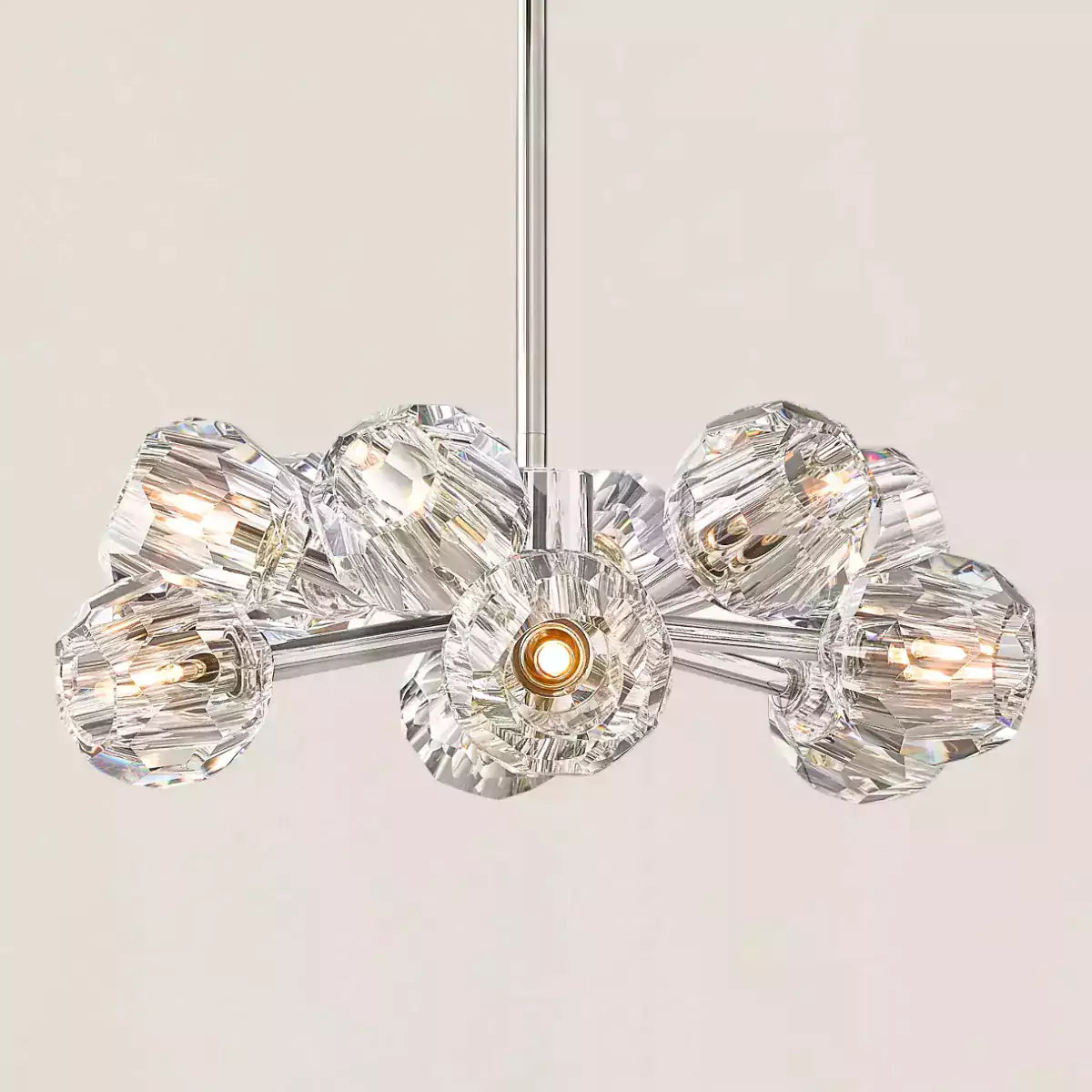 Boule Crystal Clear Glass Round Chandelier 24"