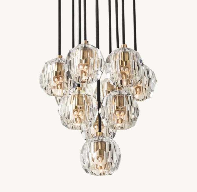 Boule Crystal Clear Glass Round Cluster Chandelier 14"